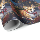 Corgi Kerstmis Feestelijk Seizoen Cadeaupapier (Rol Hoek)