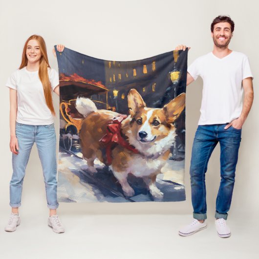 Corgi Kerstmis Feestelijk Seizoen Fleece Deken (In situ)