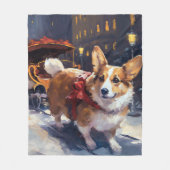Corgi Kerstmis Feestelijk Seizoen Fleece Deken (Voorkant)
