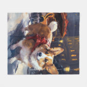 Corgi Kerstmis Feestelijk Seizoen Fleece Deken (Voorkant (Horizontaal))