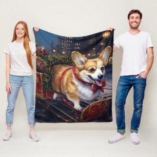 Corgi Kerstmis Feestelijk Seizoen Fleece Deken
