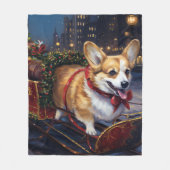 Corgi Kerstmis Feestelijk Seizoen Fleece Deken (Voorkant)