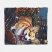 Corgi Kerstmis Feestelijk Seizoen Fleece Deken (Voorkant (Horizontaal))