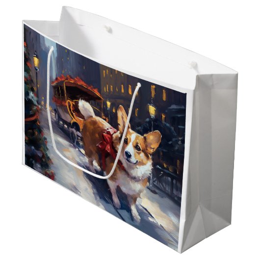 Corgi Kerstmis Feestelijk Seizoen Groot Cadeauzakje (Voorkant Gekanteld)