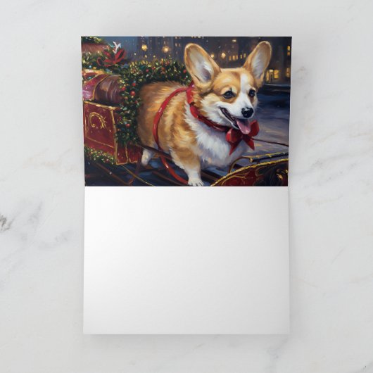 Corgi Kerstmis Feestelijk Seizoen Kaart (Binnen)