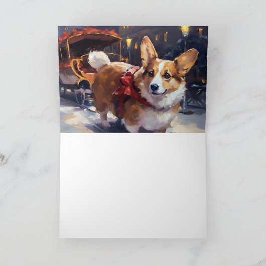 Corgi Kerstmis Feestelijk Seizoen Kaart (Binnen)