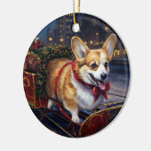 Corgi Kerstmis Feestelijk Seizoen Keramisch Ornament (Links)