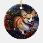 Corgi Kerstmis Feestelijk Seizoen Keramisch Ornament (Achterkant)