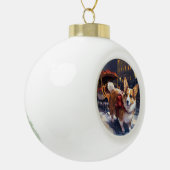 Corgi Kerstmis Feestelijk Seizoen Keramische Bal Ornament (Links)