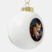Corgi Kerstmis Feestelijk Seizoen Keramische Bal Ornament (Links)