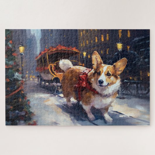 Corgi Kerstmis Feestelijk Seizoen Legpuzzel (Horizontaal)