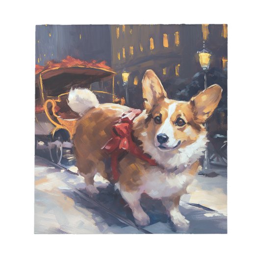 Corgi Kerstmis Feestelijk Seizoen Notitieblok (Voorkant)
