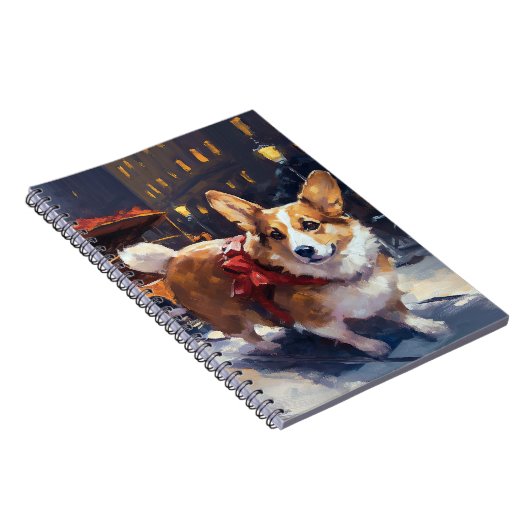 Corgi Kerstmis Feestelijk Seizoen Notitieboek (Rechterzijde)