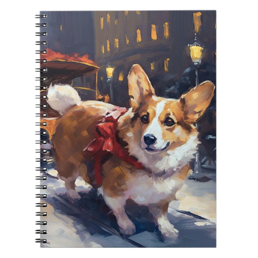 Corgi Kerstmis Feestelijk Seizoen Notitieboek (Voorkant)