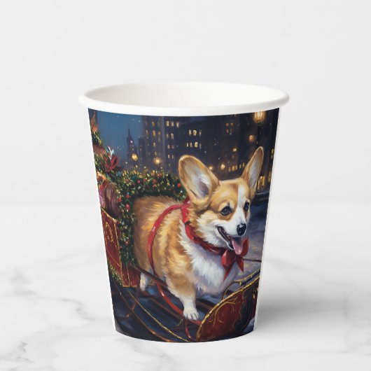 Corgi Kerstmis Feestelijk Seizoen Papieren Bekers (Voorkant)