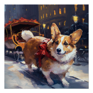 Corgi Kerstmis Feestelijk Seizoen Perfect Poster
