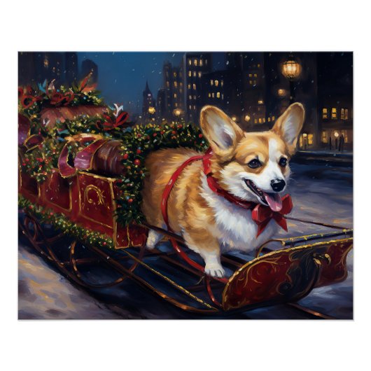 Corgi Kerstmis Feestelijk Seizoen Perfect Poster (Voorkant)