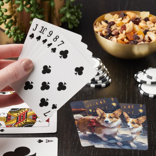 Corgi Kerstmis Feestelijk Seizoen Pokerkaarten (Insitu)