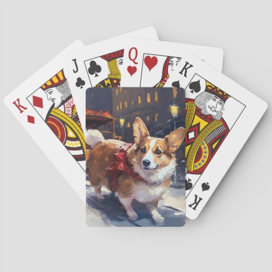 Corgi Kerstmis Feestelijk Seizoen Pokerkaarten (Achterkant)