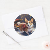 Corgi Kerstmis Feestelijk Seizoen Ronde Sticker (Envelop)