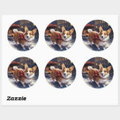 Corgi Kerstmis Feestelijk Seizoen Ronde Sticker (Vel)