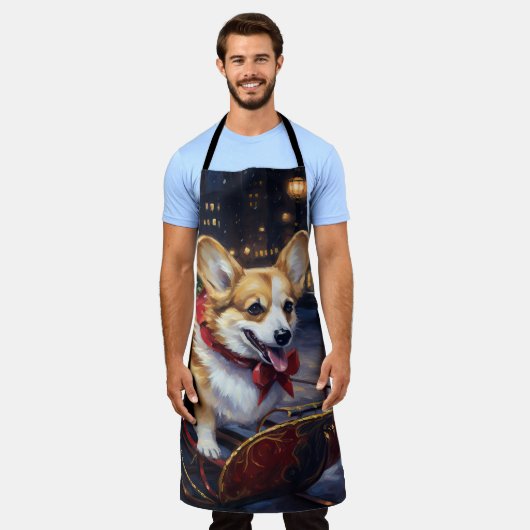 Corgi Kerstmis Feestelijk Seizoen Schort (Gedragen)