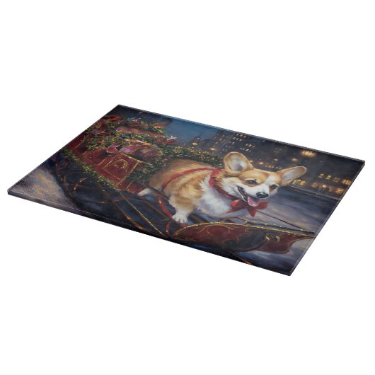 Corgi Kerstmis Feestelijk Seizoen Snijplank (Hoek)