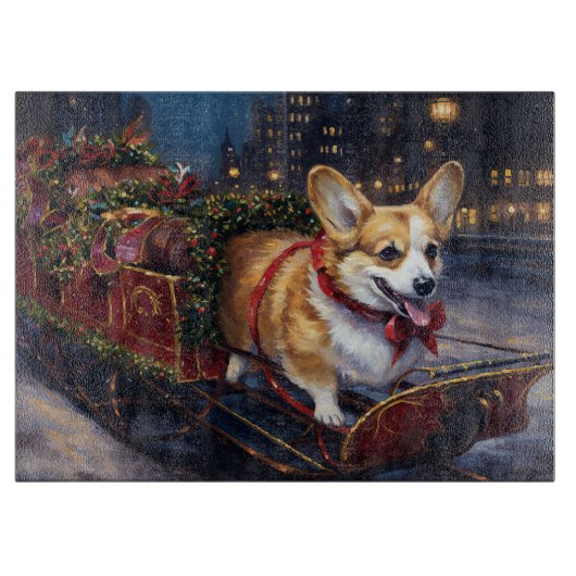 Corgi Kerstmis Feestelijk Seizoen Snijplank (Voorkant)