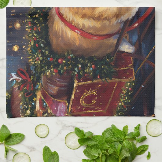 Corgi Kerstmis Feestelijk Seizoen Theedoek (Gevouwen)