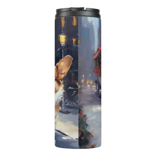 Corgi Kerstmis Feestelijk Seizoen Thermosbeker (Achterkant)