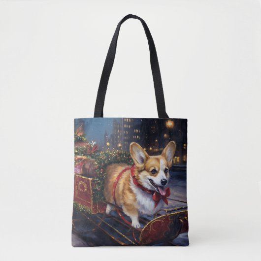 Corgi Kerstmis Feestelijk Seizoen Tote Bag (Voorkant)