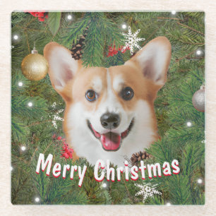 Corgi Kerstmis Glazen Onderzetter