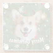 Corgi Kerstmis Glazen Onderzetter (Achterkant)