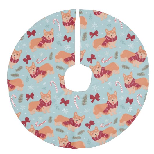 Corgi Kerstmis Imitatie Linnen Kerstboom Kleed (Voorkant)