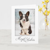 Corgi Kerstmis Kaart (Gele Bloem)
