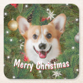 Corgi Kerstmis Kartonnen Onderzetters (Voorkant)