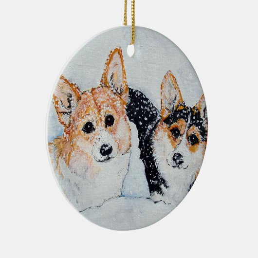 Corgi Kerstmis Keramisch Ornament (Rechts)