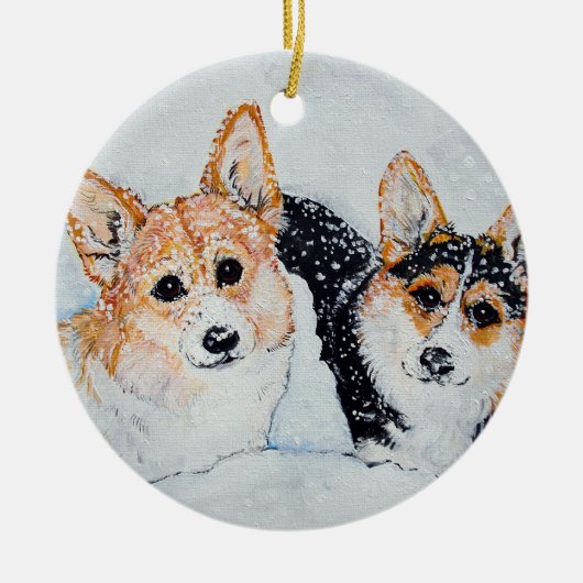 Corgi Kerstmis Keramisch Ornament (Voorkant)
