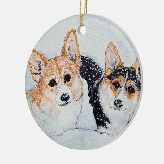Corgi Kerstmis Keramisch Ornament (Links)