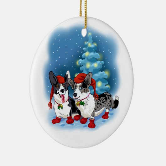 Corgi Kerstmis Keramisch Ornament (Rechts)