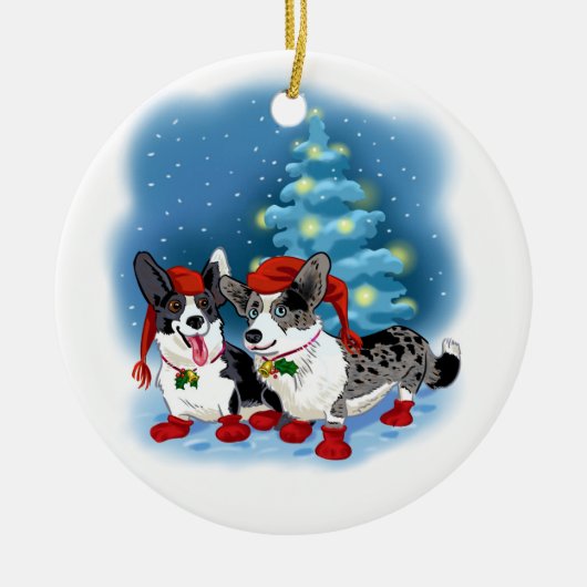 Corgi Kerstmis Keramisch Ornament (Voorkant)