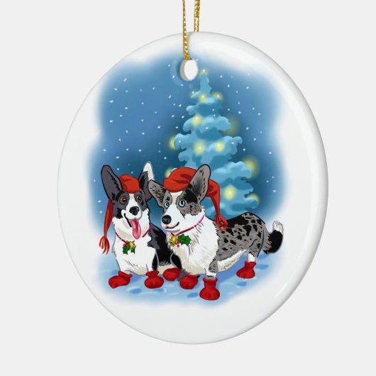 Corgi Kerstmis Keramisch Ornament (Links)
