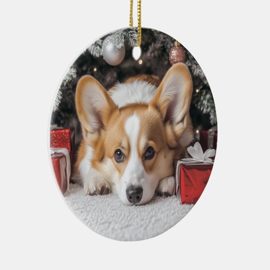 Corgi Kerstmis Keramisch Ornament (Rechts)
