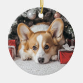 Corgi Kerstmis Keramisch Ornament (Voorkant)
