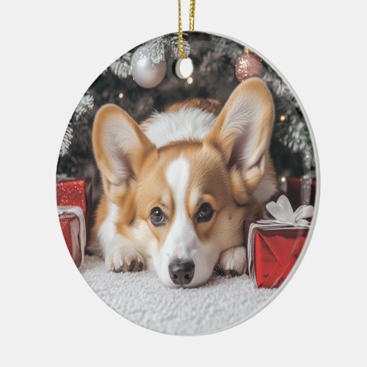 Corgi Kerstmis Keramisch Ornament (Links)