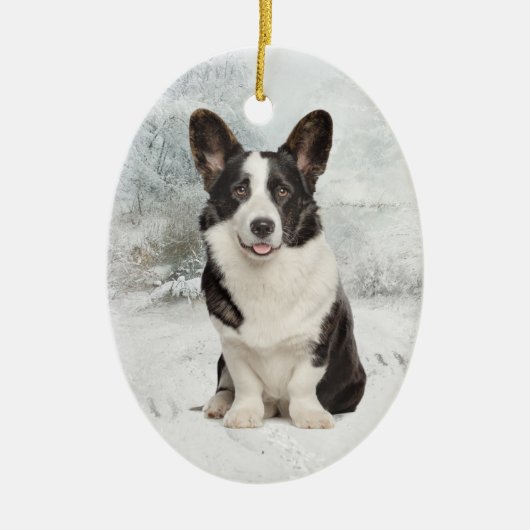 Corgi Kerstmis Keramisch Ornament (Voorkant)