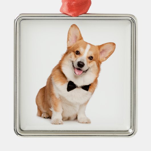 Corgi Kerstmis Metalen Ornament (Voorkant)