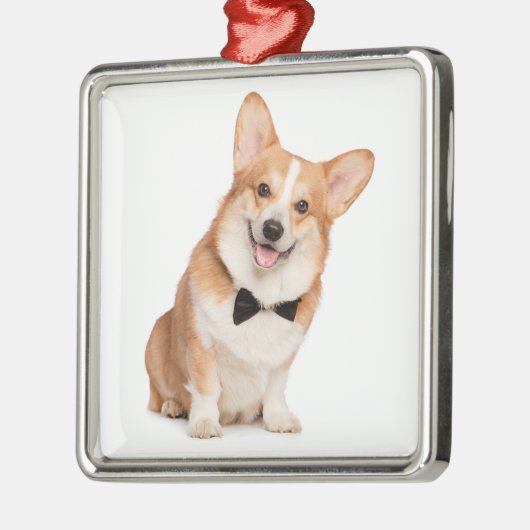Corgi Kerstmis Metalen Ornament (Links)