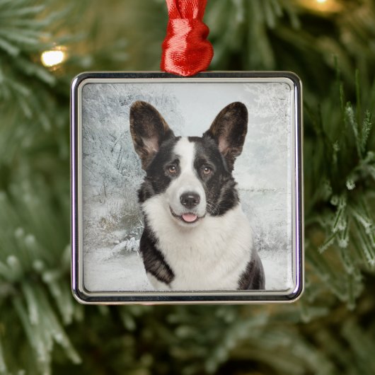 Corgi Kerstmis Metalen Ornament (Boom)
