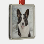 Corgi Kerstmis Metalen Ornament (Rechts)